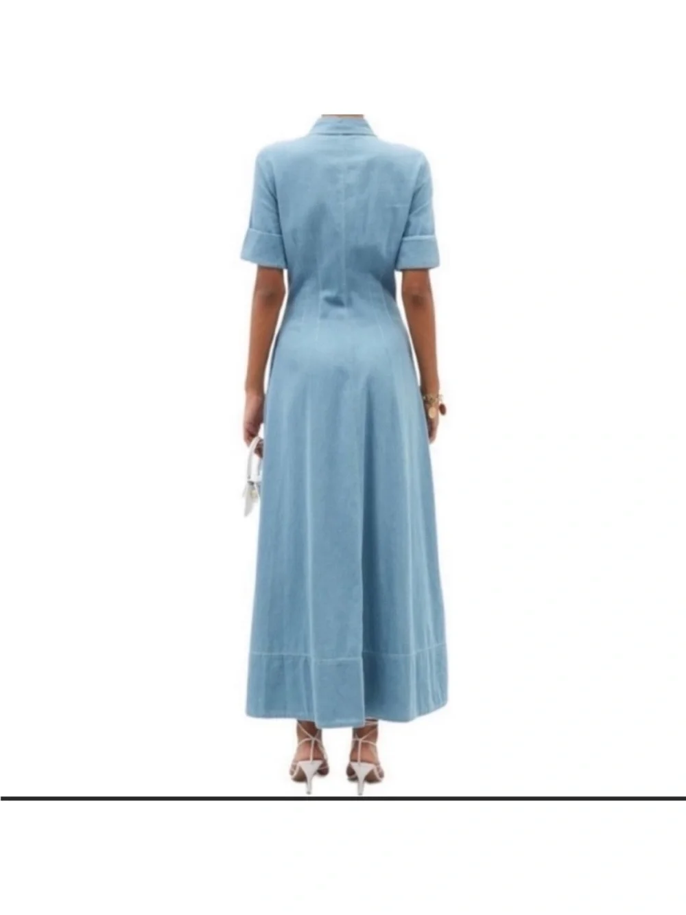 Staud Light Blue Button-Front Maxi Shirt Dress - Picture 3 of 11
